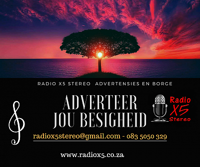 Radio X5 Stereo - adverteer jou besigheid - 083 505 0329